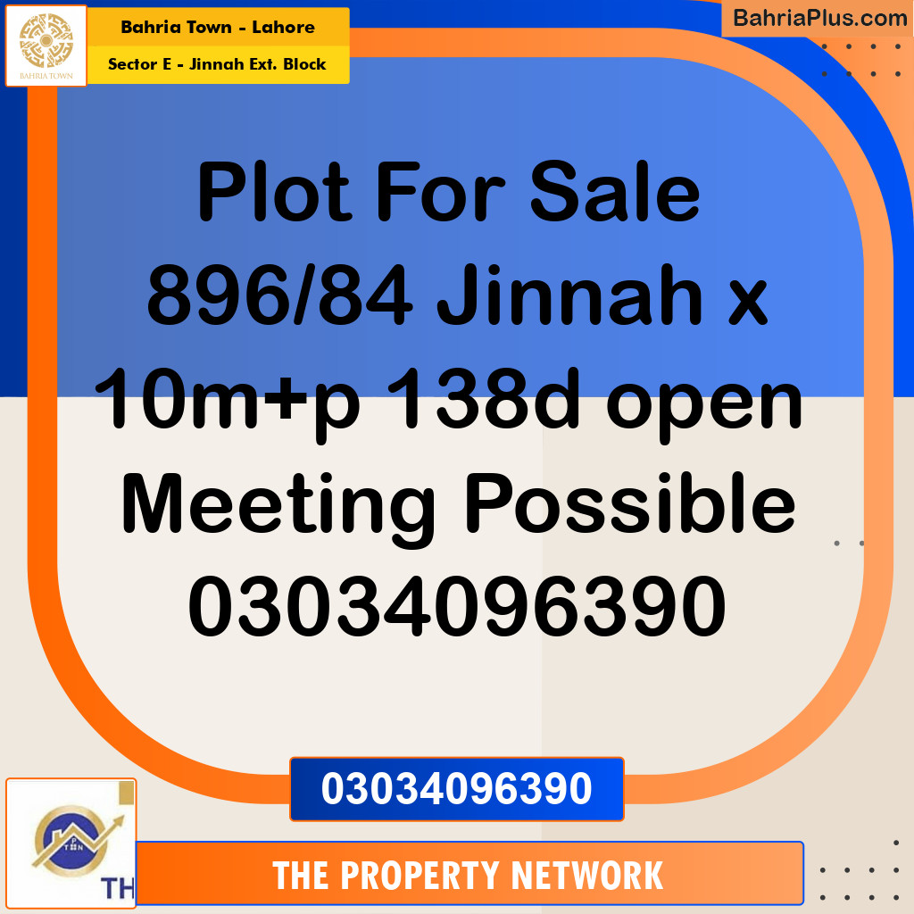 10 Marla Residential Plot for Sale in Sector E - Jinnah Ext. Block -  Bahria Town, Lahore - (BP-299667)