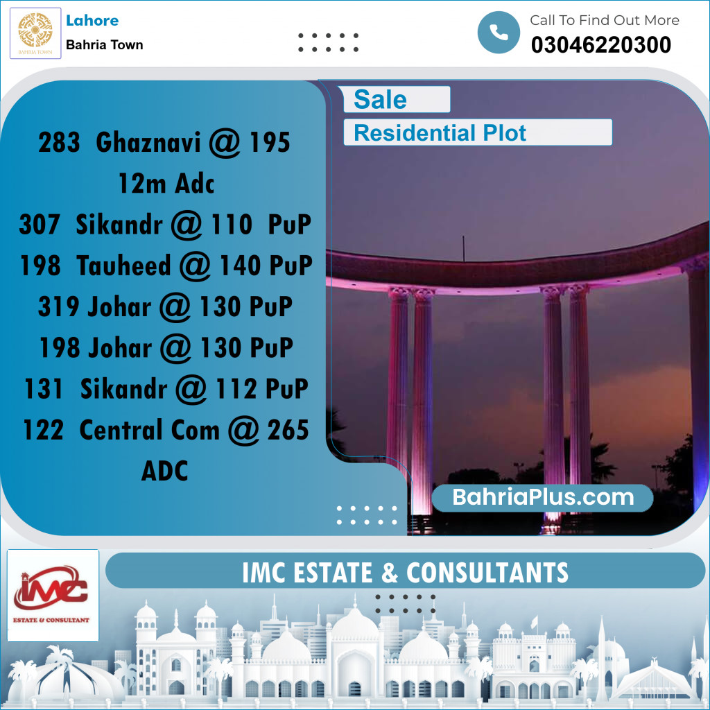 Residential Plot for Sale in Bahria Town, Lahore - (BP-299668)