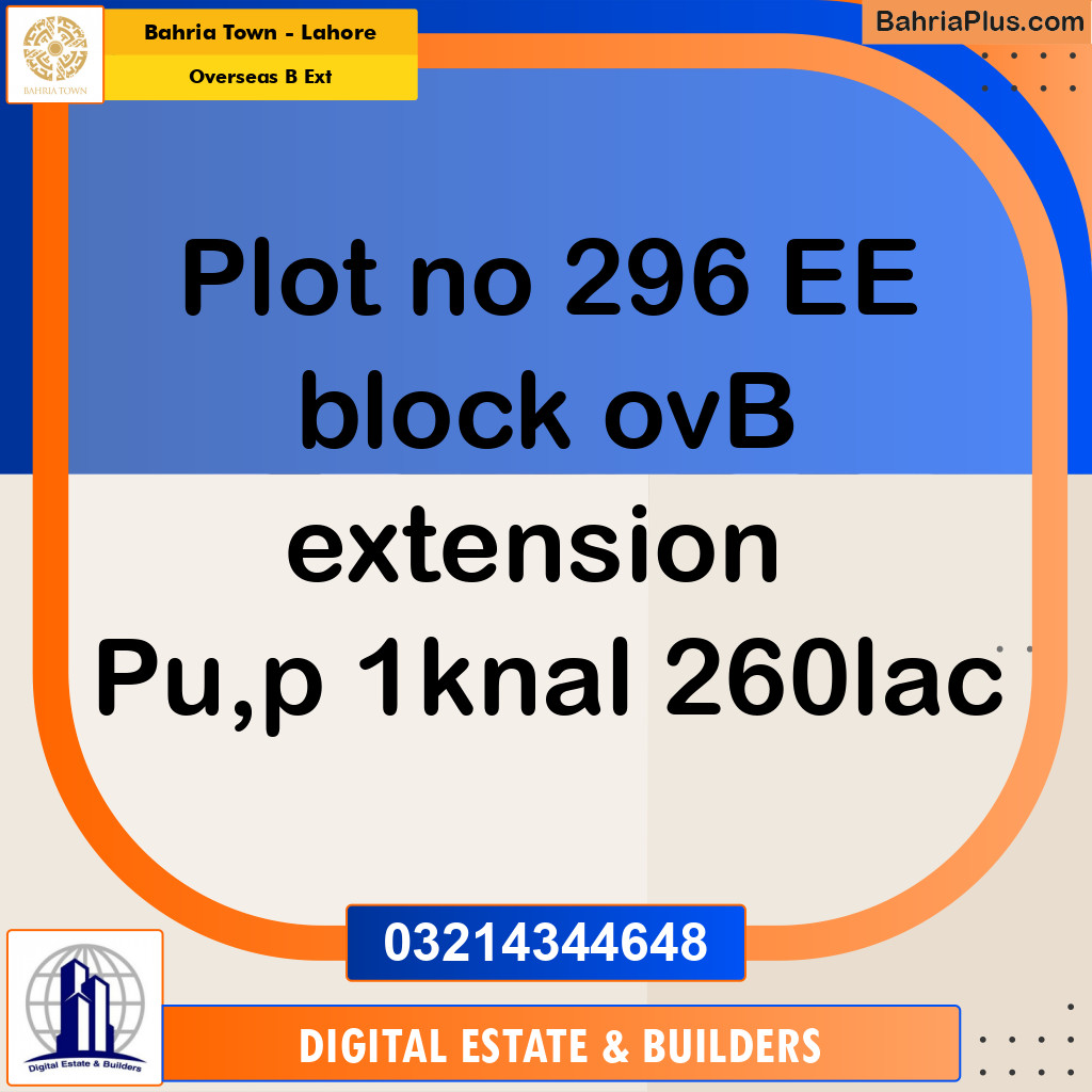 1 Kanal Residential Plot for Sale in Overseas B Ext -  Bahria Town, Lahore - (BP-299676)
