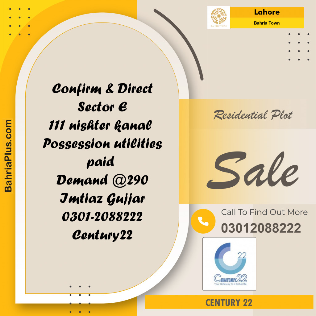1 Kanal Residential Plot for Sale in Bahria Town, Lahore - (BP-299686)