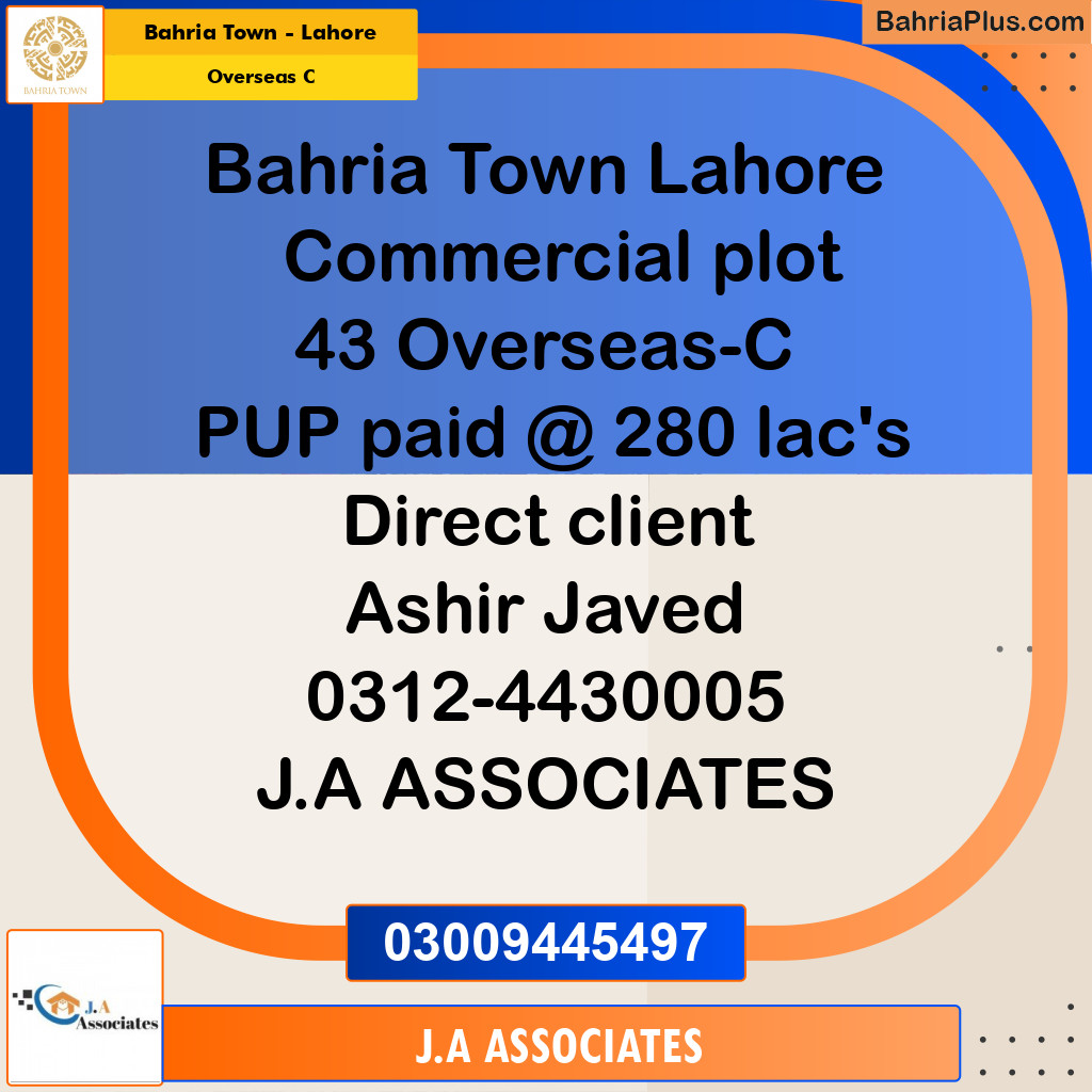 5 Marla Residential Plot for Sale in Overseas C -  Bahria Town, Lahore - (BP-299694)