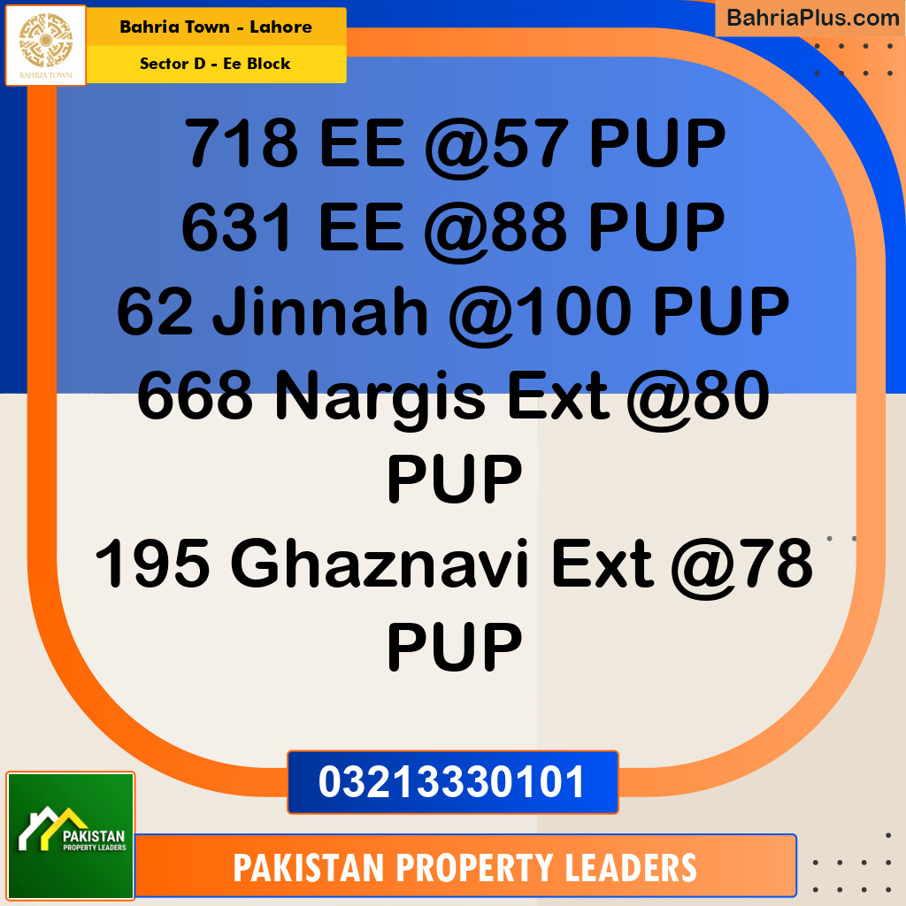 5 Marla Residential Plot for Sale in Sector D - EE Block -  Bahria Town, Lahore - (BP-299699)