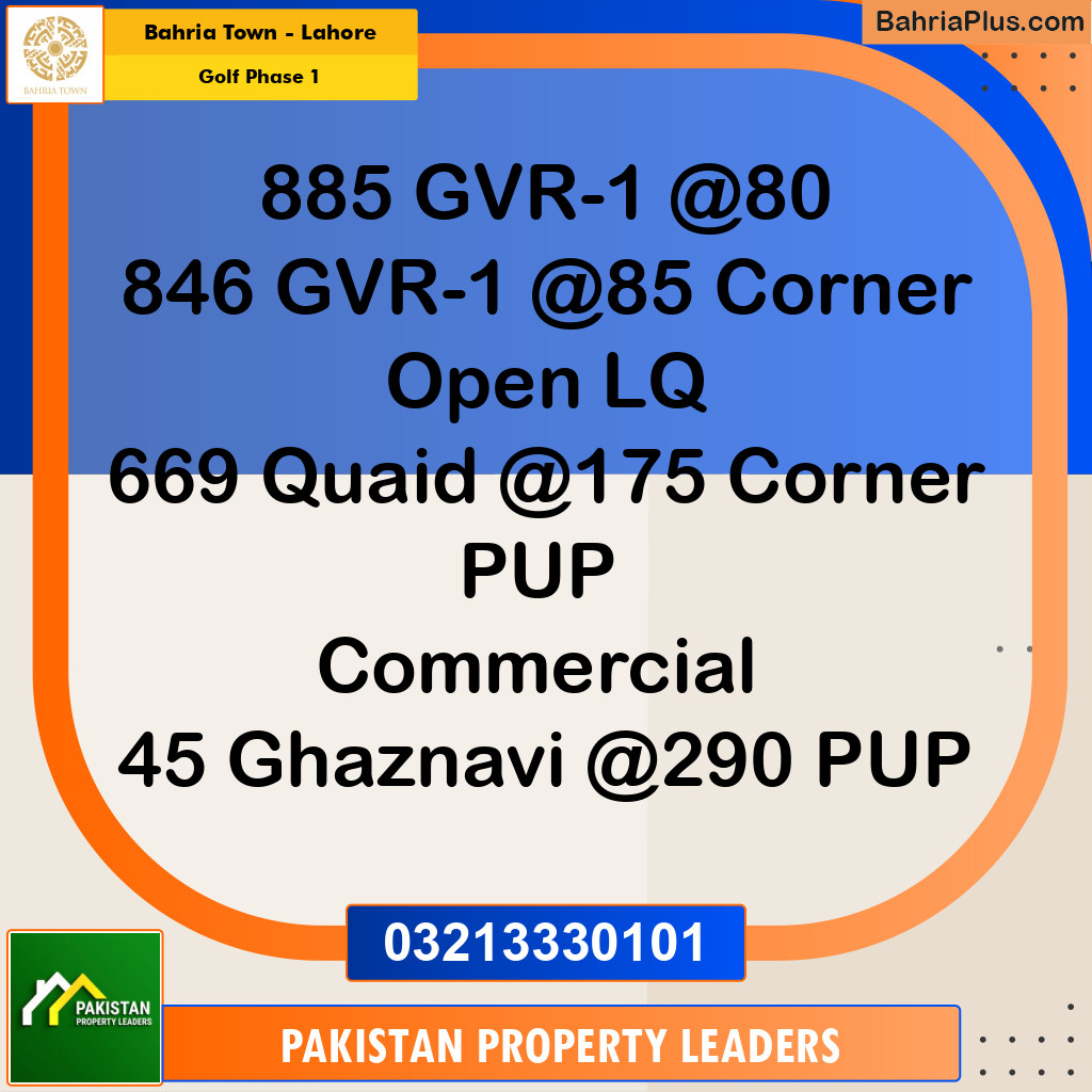 10 Marla Residential Plot for Sale in Golf Phase 1 -  Bahria Town, Lahore - (BP-299745)