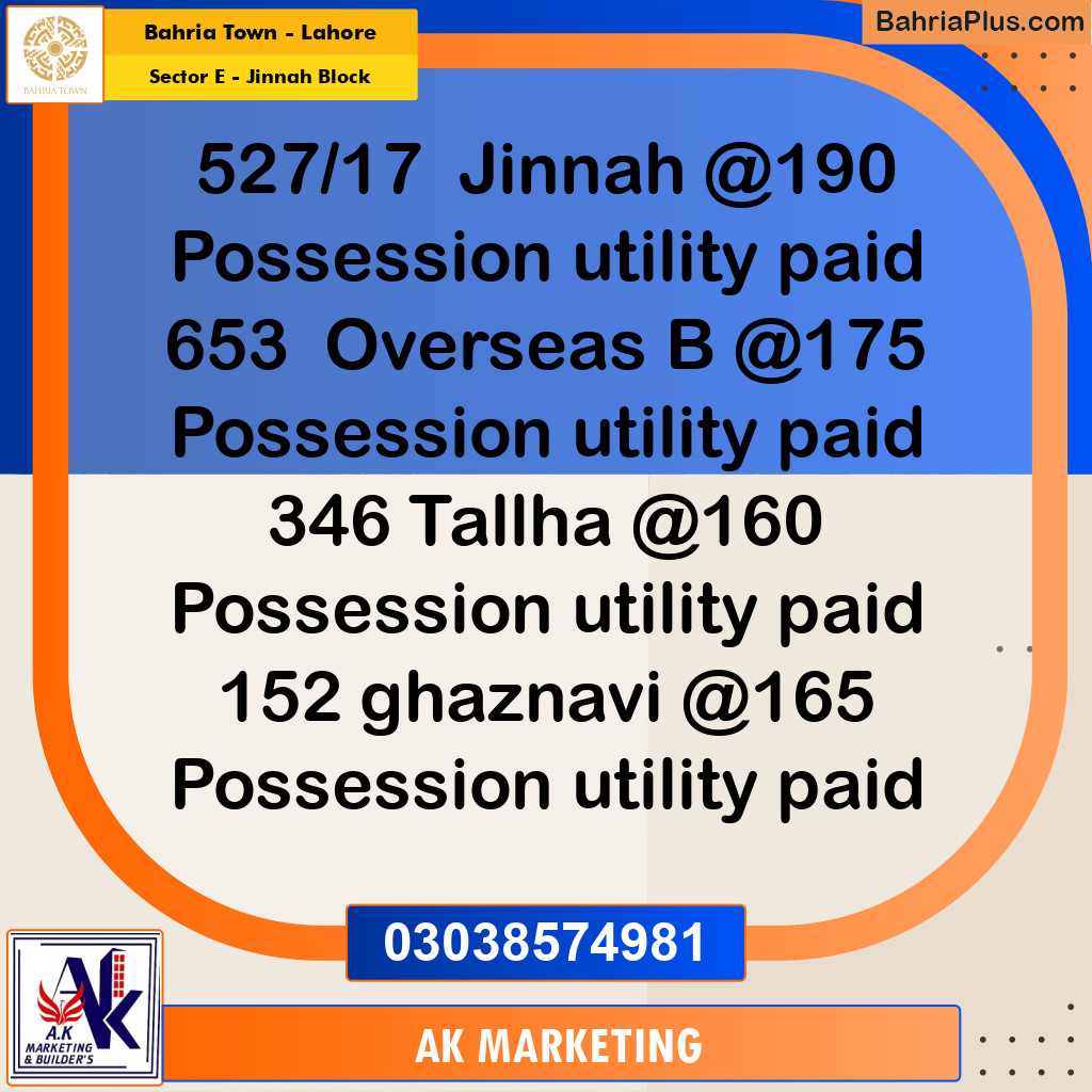 10 Marla Residential Plot for Sale in Sector E - Jinnah Block -  Bahria Town, Lahore - (BP-299809)