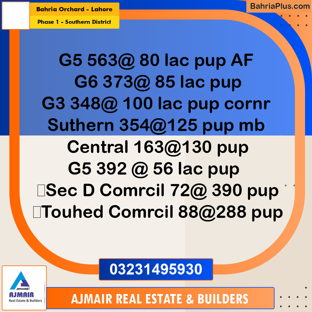 10 Marla Residential Plot for Sale in Phase 1 - Southern District -  Bahria Orchard, Lahore - (BP-299849)