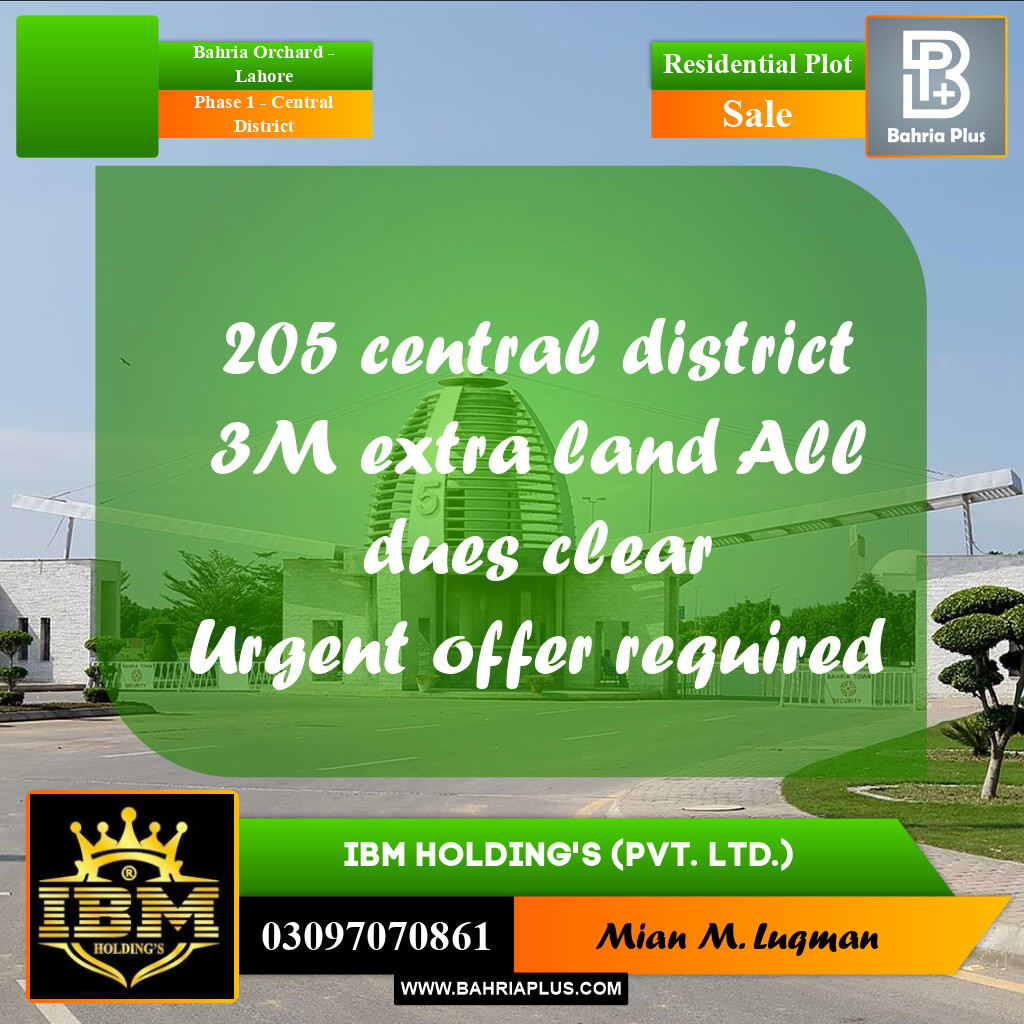 10 Marla Residential Plot for Sale in Phase 1 - Central District -  Bahria Orchard, Lahore - (BP-299857)