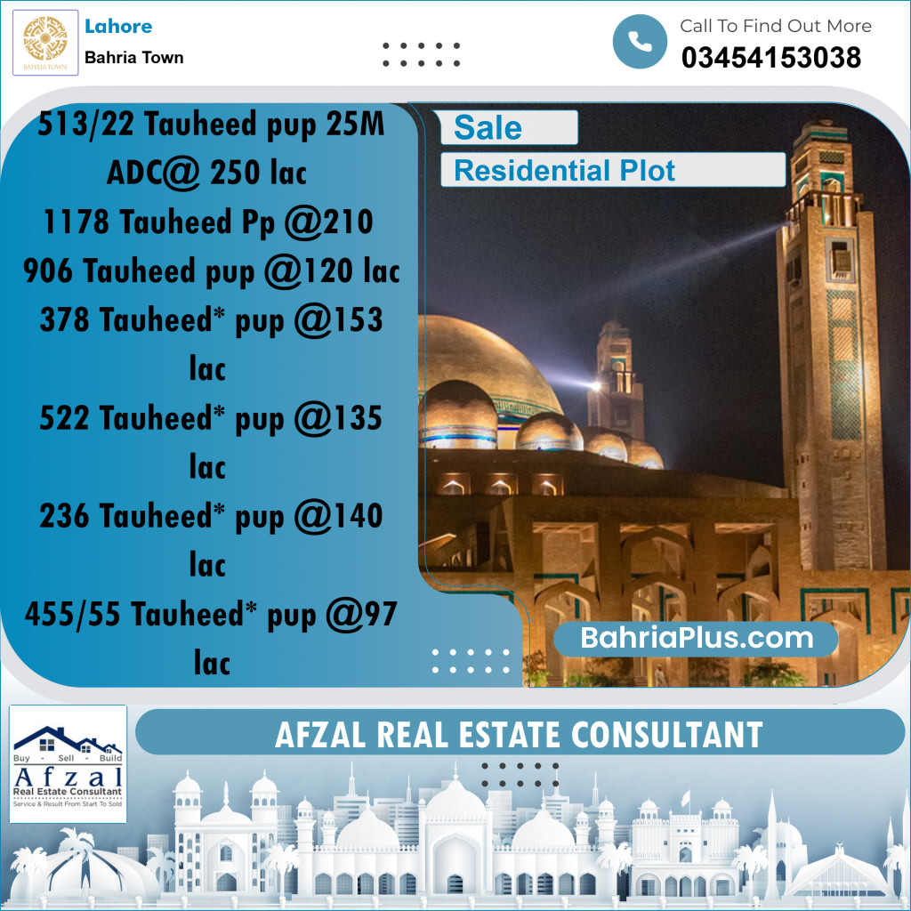 Residential Plot for Sale in Bahria Town, Lahore - (BP-299892)
