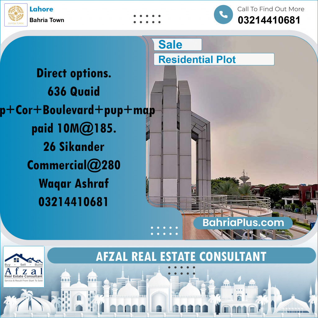 Residential Plot for Sale in Bahria Town, Lahore - (BP-299896)