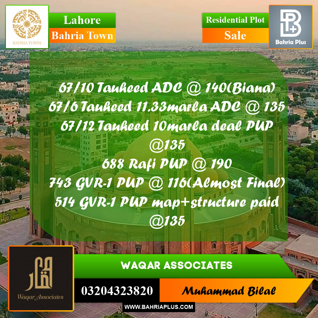 5 Marla Residential Plot for Sale in Bahria Town, Lahore - (BP-299911)