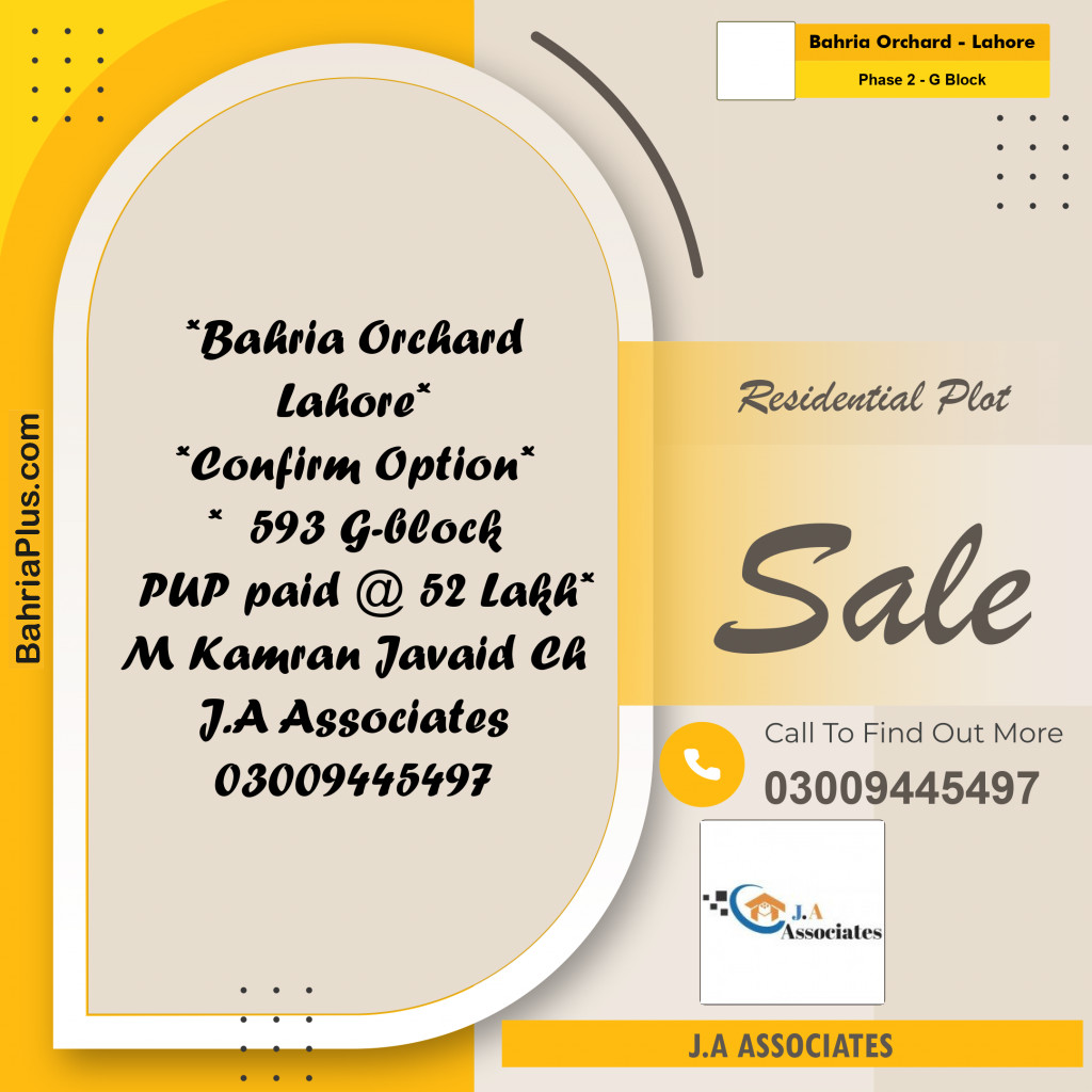 5 Marla Residential Plot for Sale in Phase 2 - G Block -  Bahria Orchard, Lahore - (BP-299933)