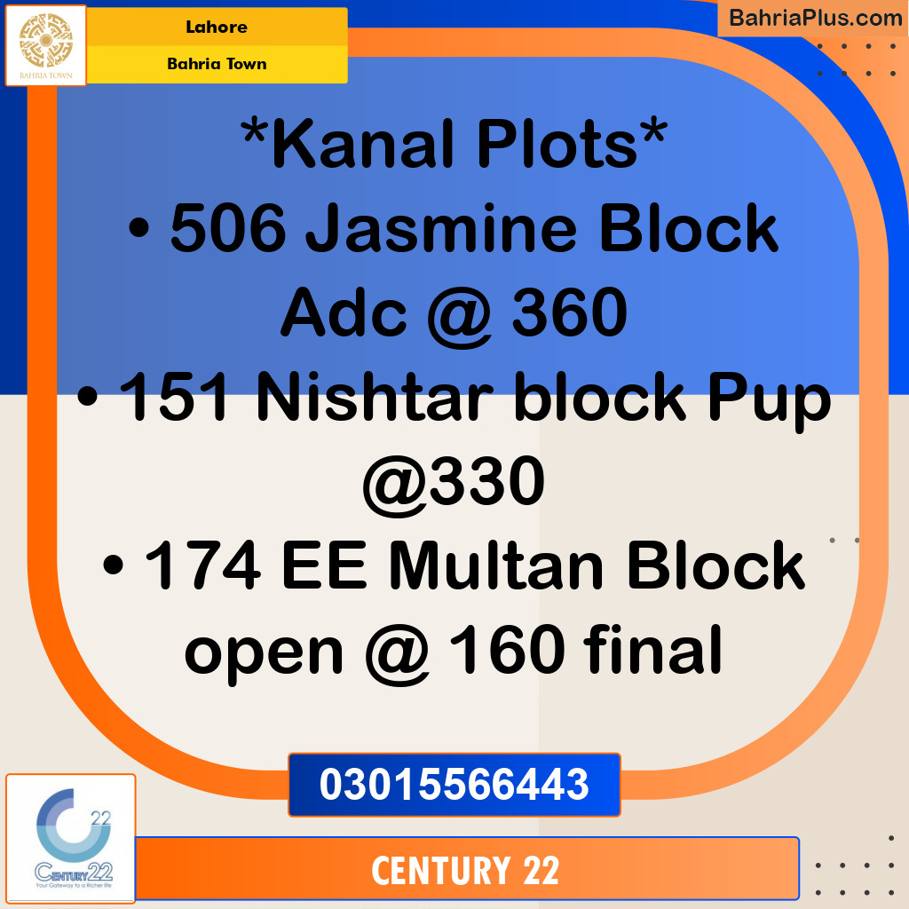 1 Kanal Residential Plot for Sale in Bahria Town, Lahore - (BP-299965)