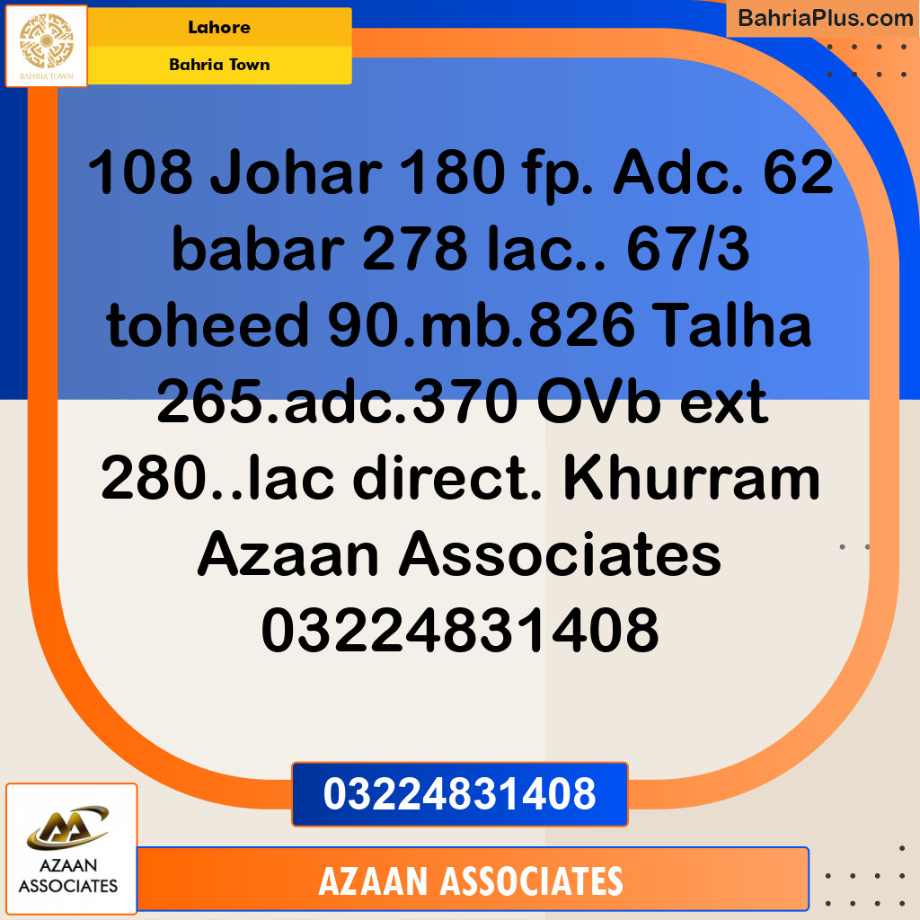 Residential Plot for Sale in Bahria Town, Lahore - (BP-299972)