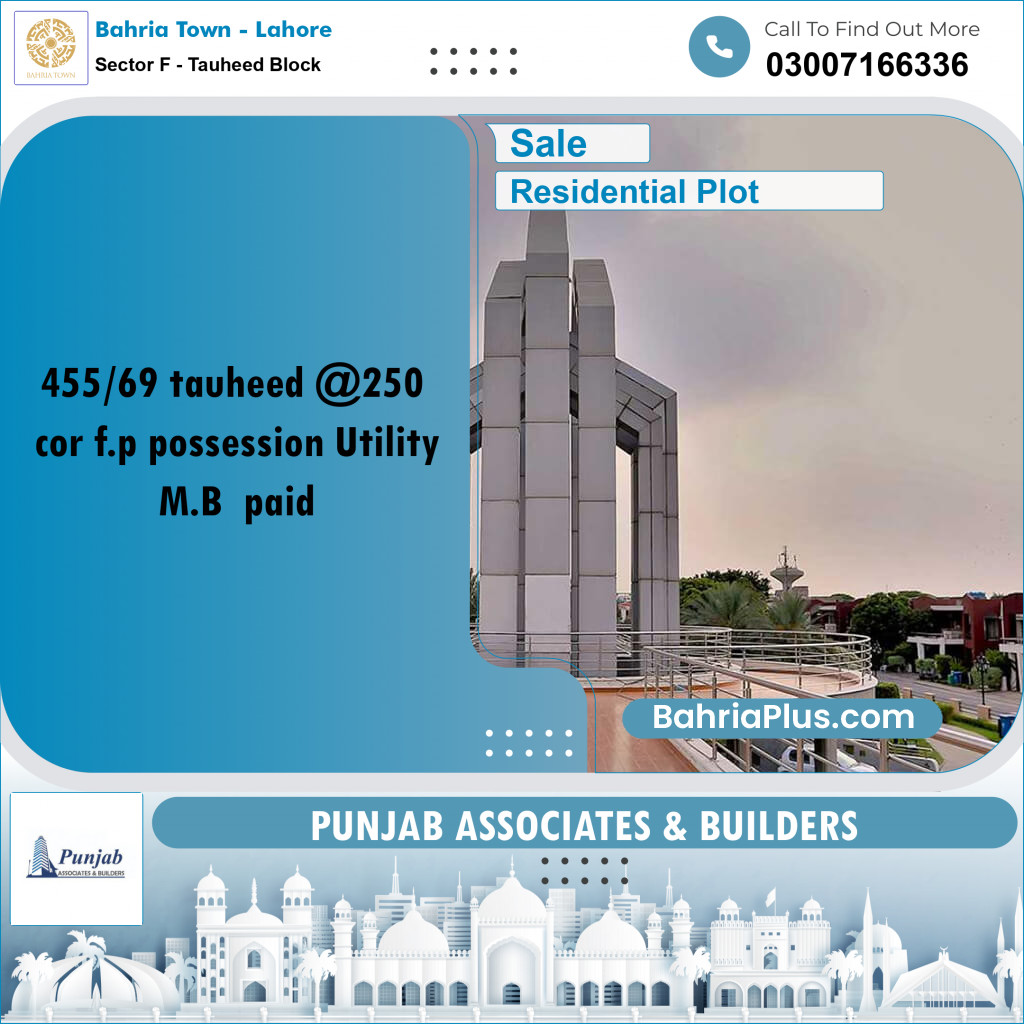 Residential Plot for Sale in Sector F - Tauheed Block -  Bahria Town, Lahore - (BP-299974)
