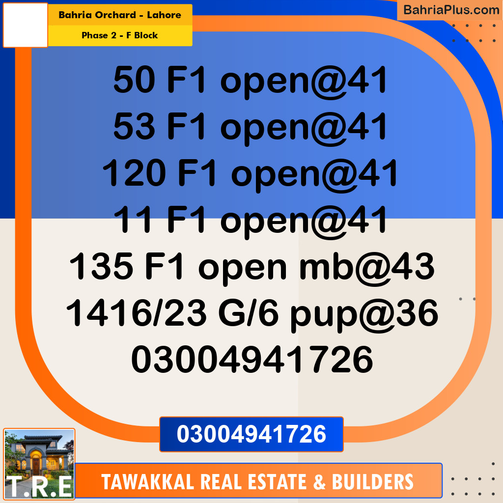 5 Marla Residential Plot for Sale in Phase 2 - F Block -  Bahria Orchard, Lahore - (BP-299976)