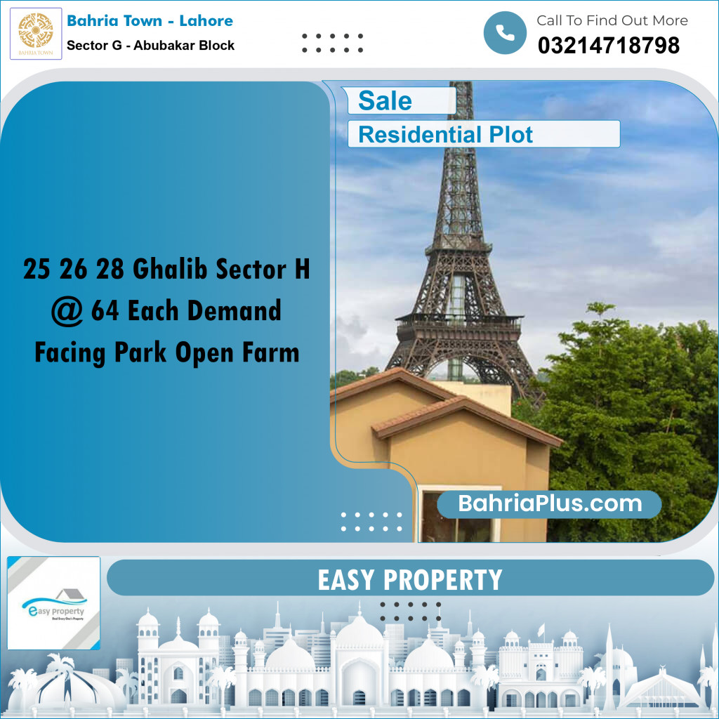 5 Marla Residential Plot for Sale in Sector G - Abubakar Block -  Bahria Town, Lahore - (BP-299993)