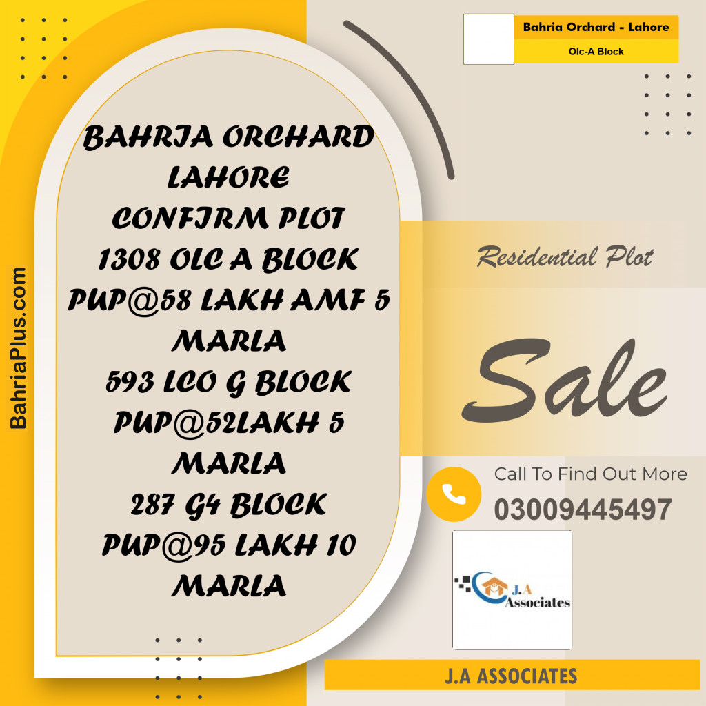 5 Marla Residential Plot for Sale in OLC-A Block -  Bahria Orchard, Lahore - (BP-300026)