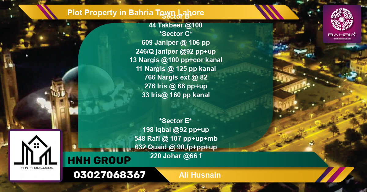 Residential Plot for Sale in Bahria Town, Lahore - (BP-30003)