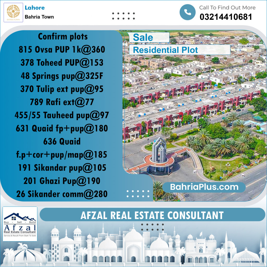 Residential Plot for Sale in Bahria Town, Lahore - (BP-300156)
