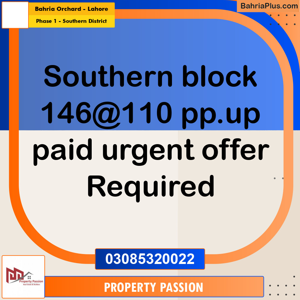 10 Marla Residential Plot for Sale in Phase 1 - Southern District -  Bahria Orchard, Lahore - (BP-300203)