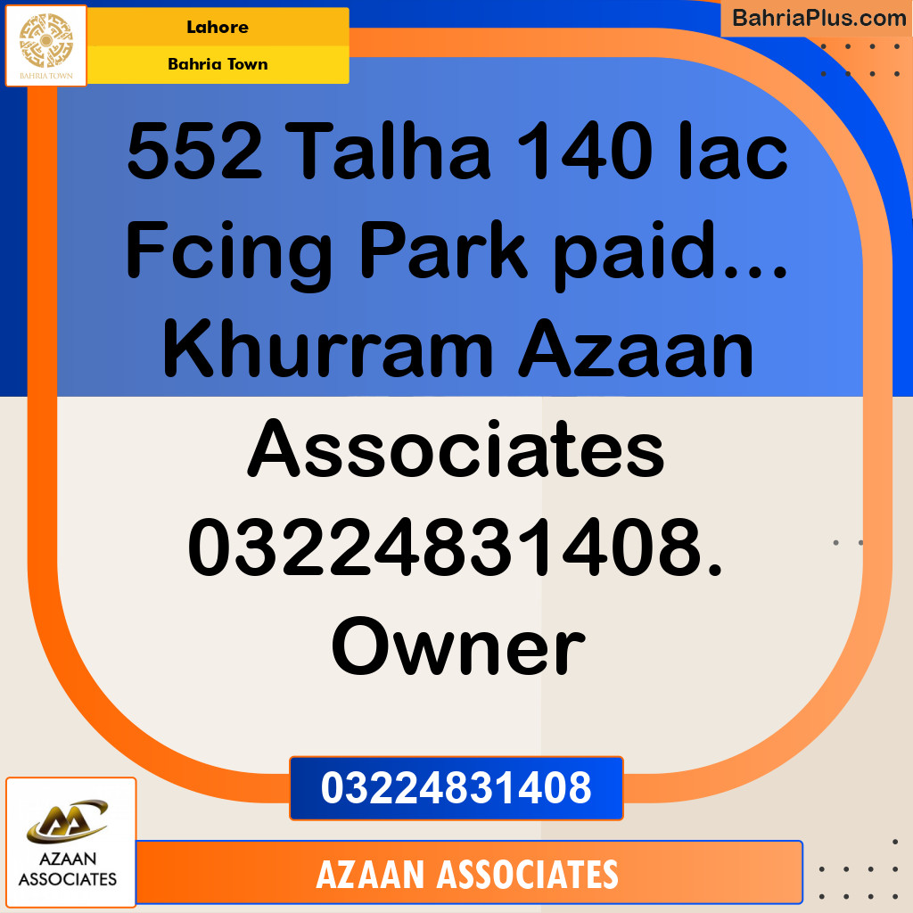 Residential Plot for Sale in Bahria Town, Lahore - (BP-300254)