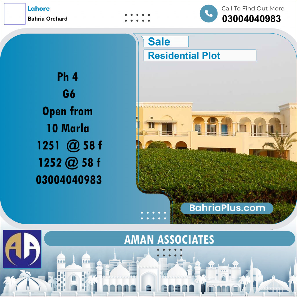 Residential Plot for Sale in Bahria Orchard, Lahore - (BP-300320)