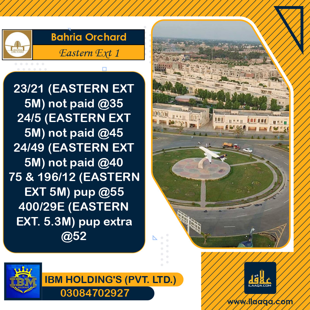 5 Marla Residential Plot for Sale in Phase 1 - Eastern District Ext. I -  Bahria Orchard, Lahore - (BP-300323)