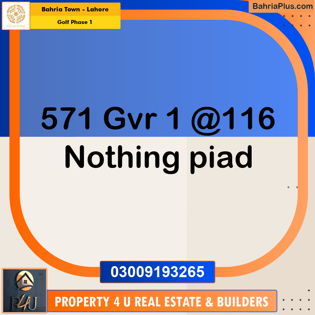10 Marla Residential Plot for Sale in Golf Phase 1 -  Bahria Town, Lahore - (BP-300495)
