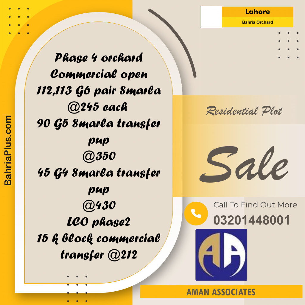 Residential Plot for Sale in Bahria Orchard, Lahore - (BP-300586)