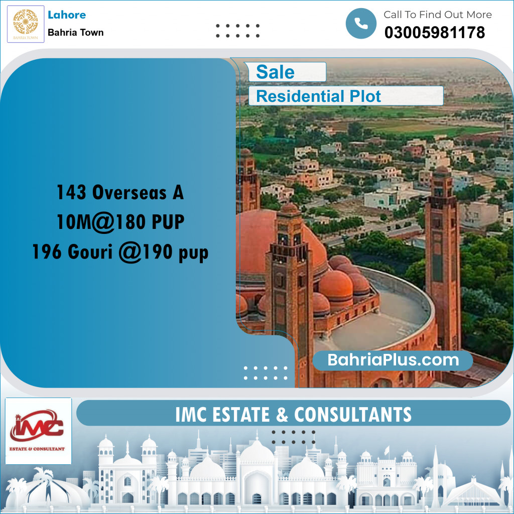 Residential Plot for Sale in Bahria Town, Lahore - (BP-300613)