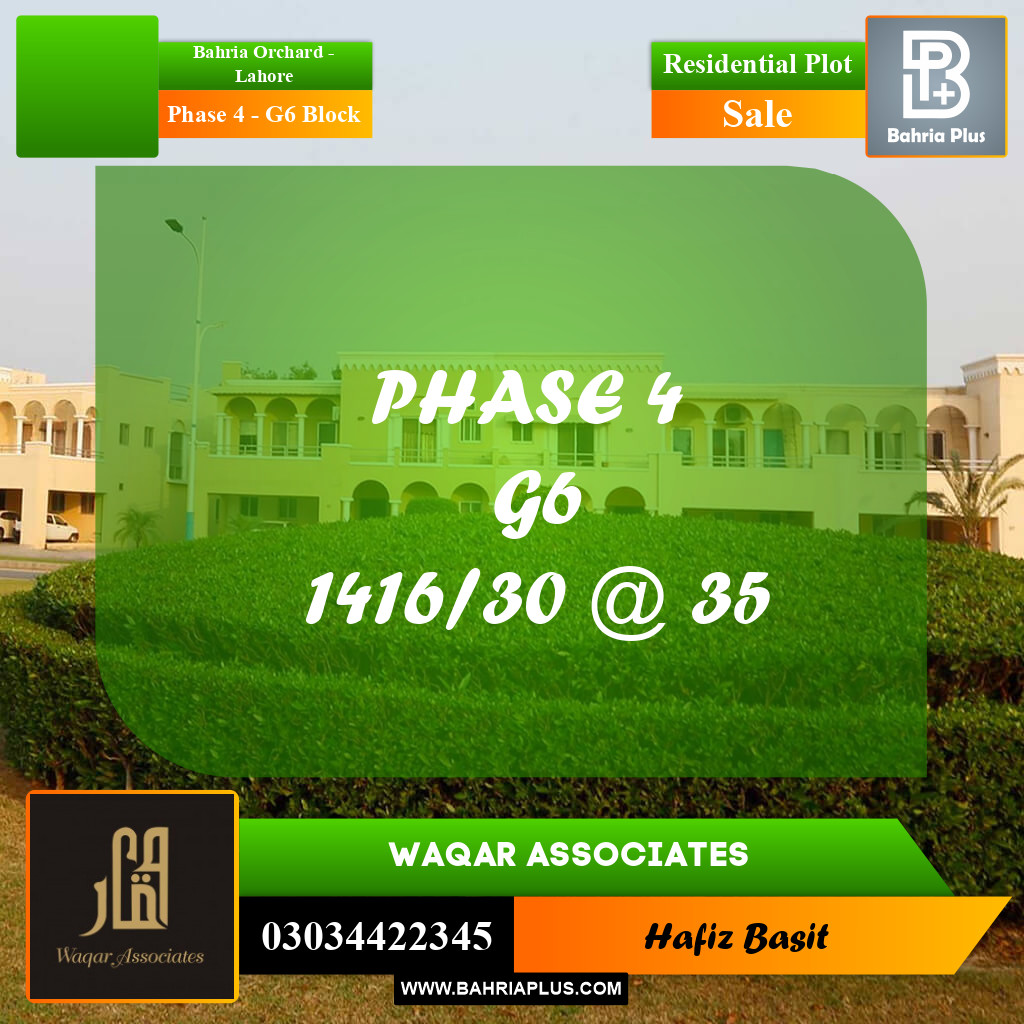 5 Marla Residential Plot for Sale in Phase 4 - G6 Block -  Bahria Orchard, Lahore - (BP-300634)