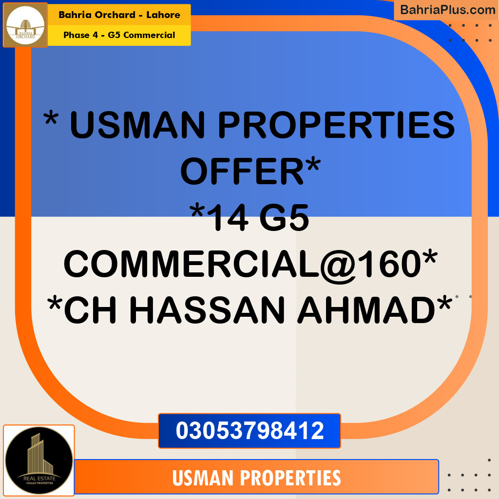 Commercial Plot for Sale in Phase 4 - G5 Commercial -  Bahria Orchard, Lahore - (BP-300640)