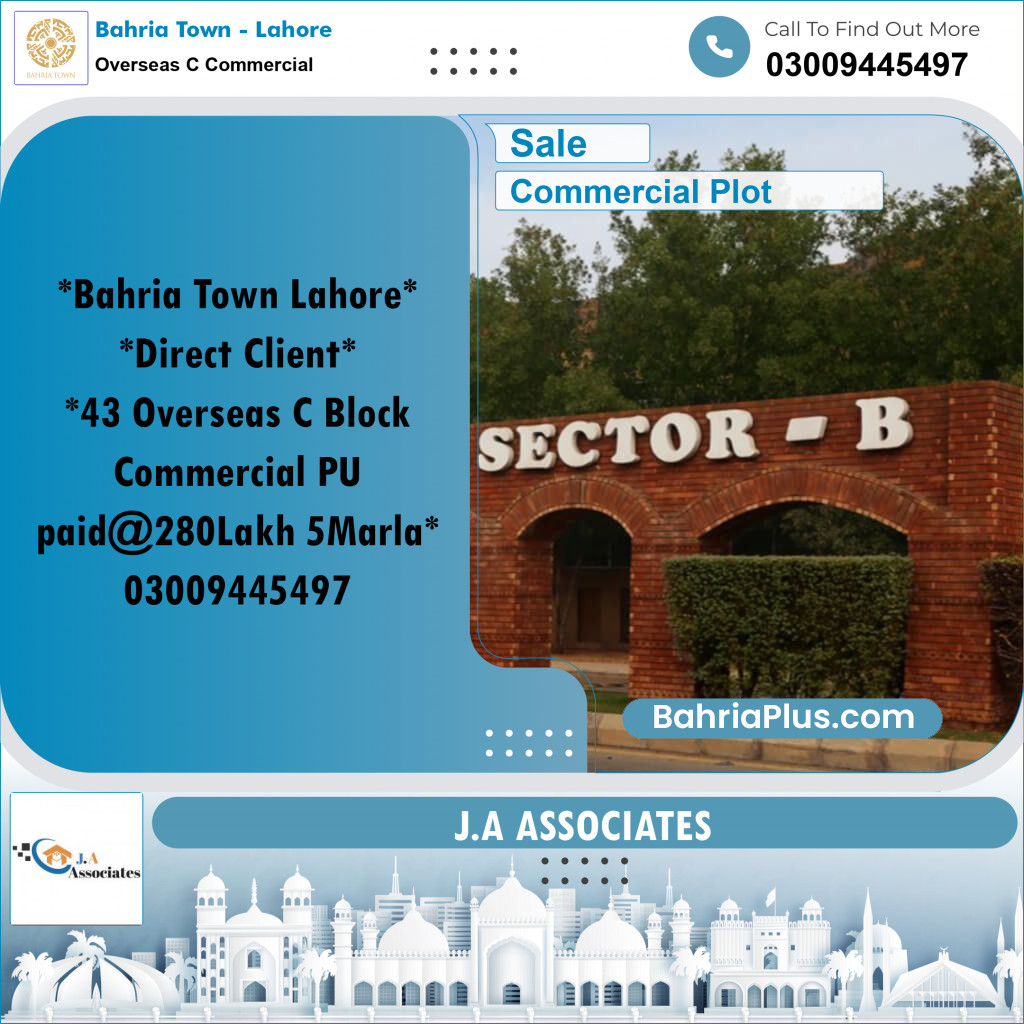 5 Marla Commercial Plot for Sale in Overseas C Commercial -  Bahria Town, Lahore - (BP-300647)