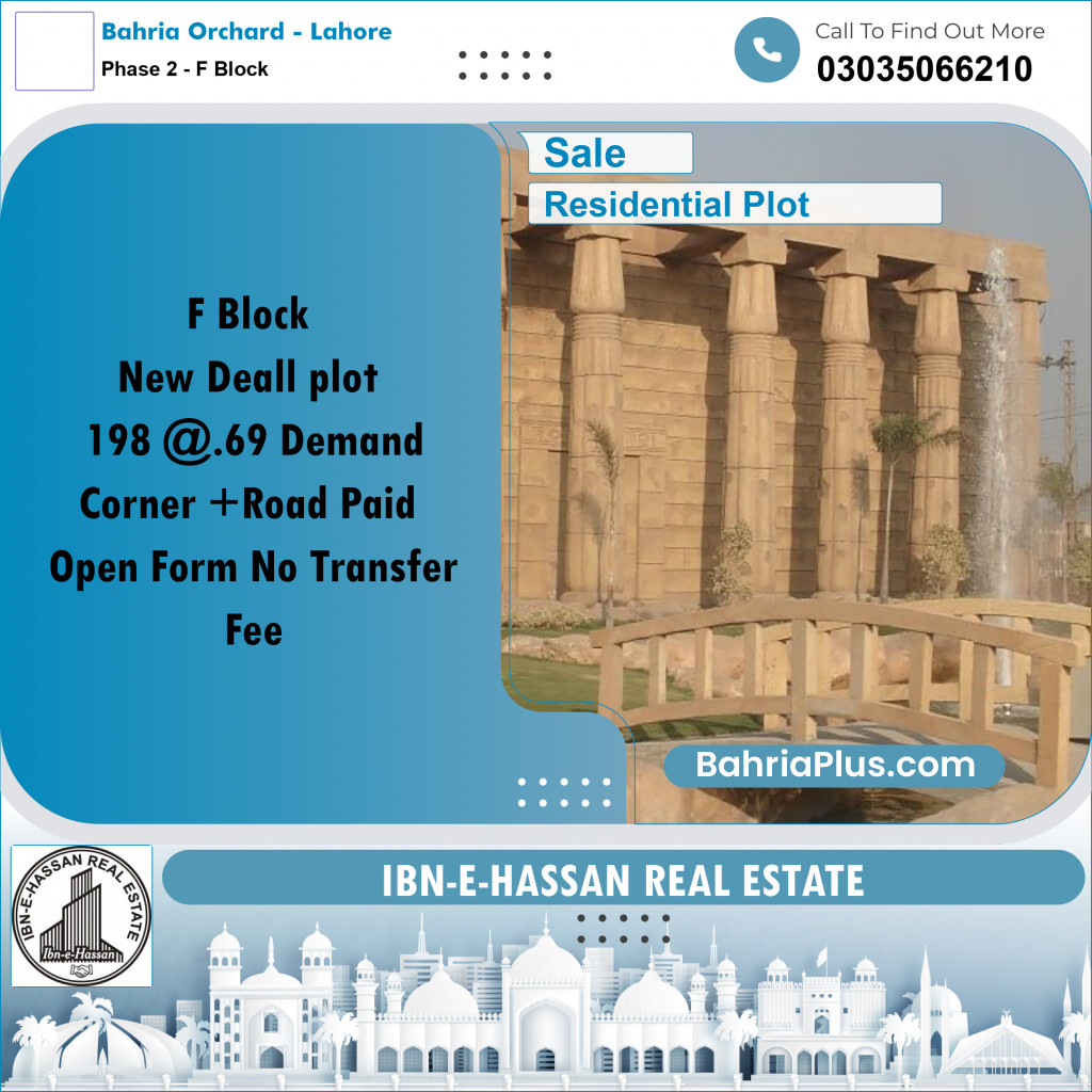 10 Marla Residential Plot for Sale in Phase 2 - F Block -  Bahria Orchard, Lahore - (BP-300660)