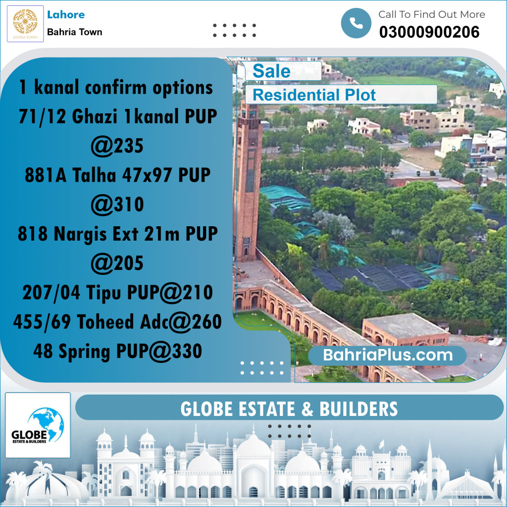 Residential Plot for Sale in Bahria Town, Lahore - (BP-300669)