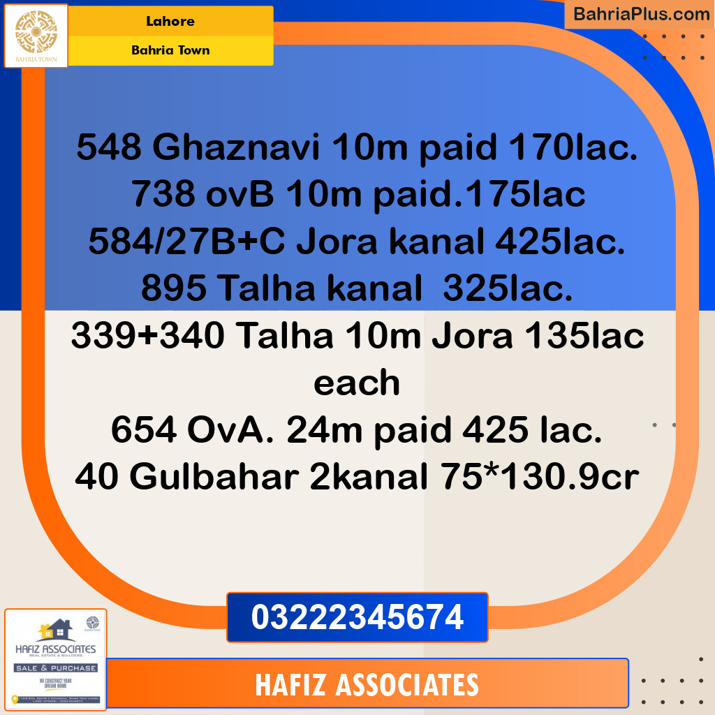 Residential Plot for Sale in Bahria Town, Lahore - (BP-300739)