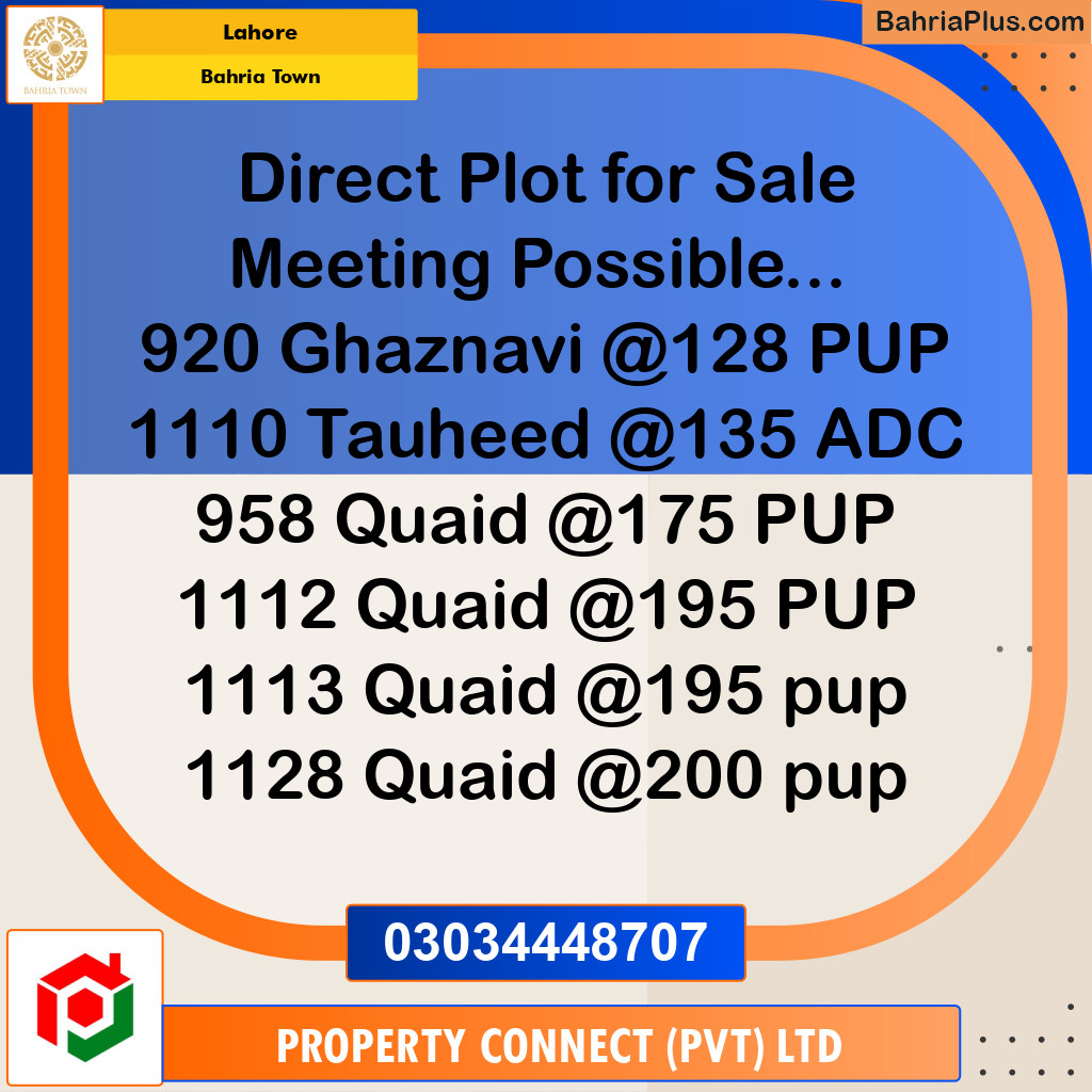 Residential Plot for Sale in Bahria Town, Lahore - (BP-300760)