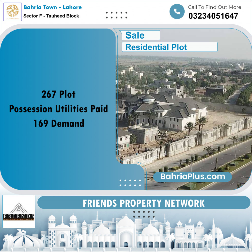 10 Marla Residential Plot for Sale in Sector F - Tauheed Block -  Bahria Town, Lahore - (BP-300795)