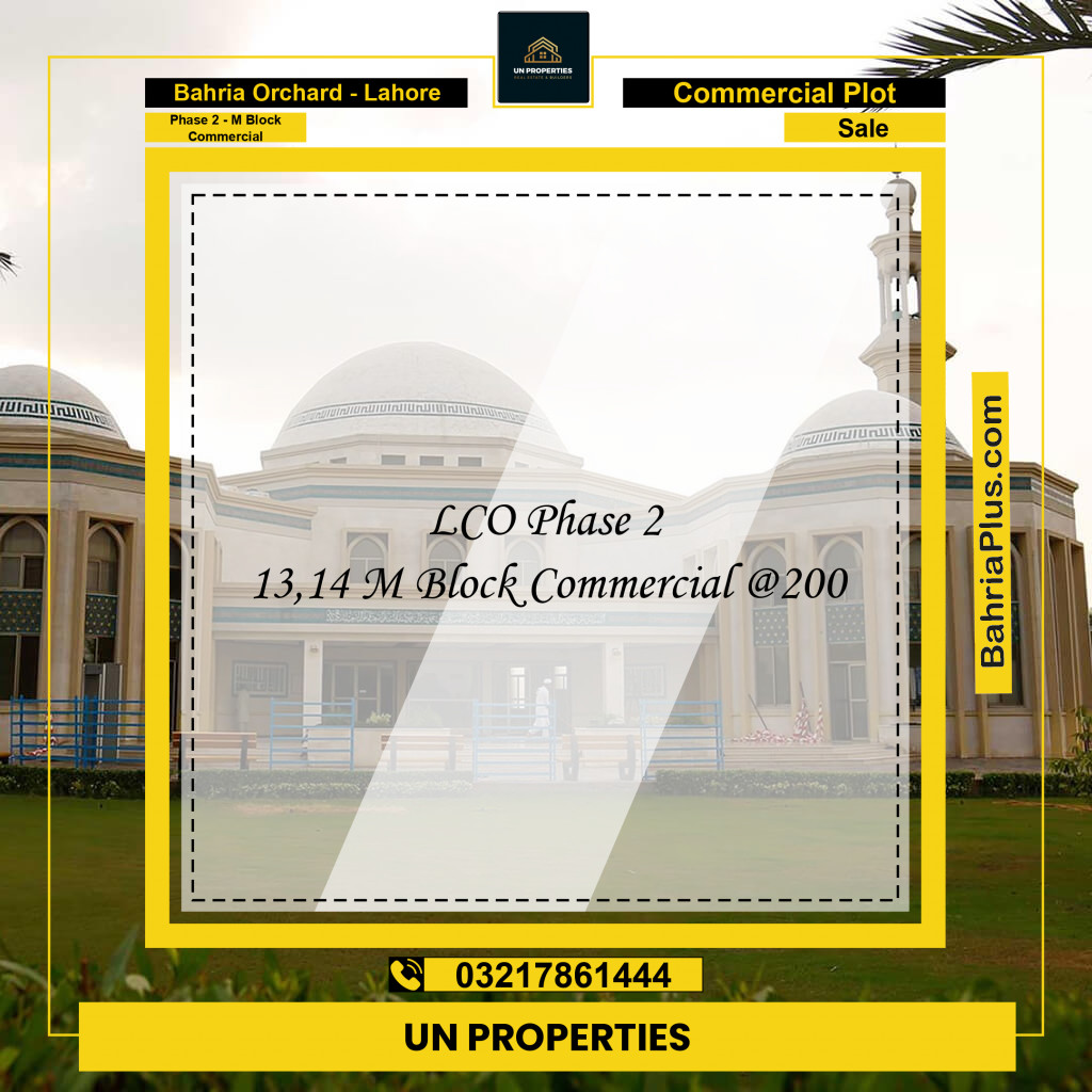 5 Marla Commercial Plot for Sale in Phase 2 - M Block Commercial -  Bahria Orchard, Lahore - (BP-300866)