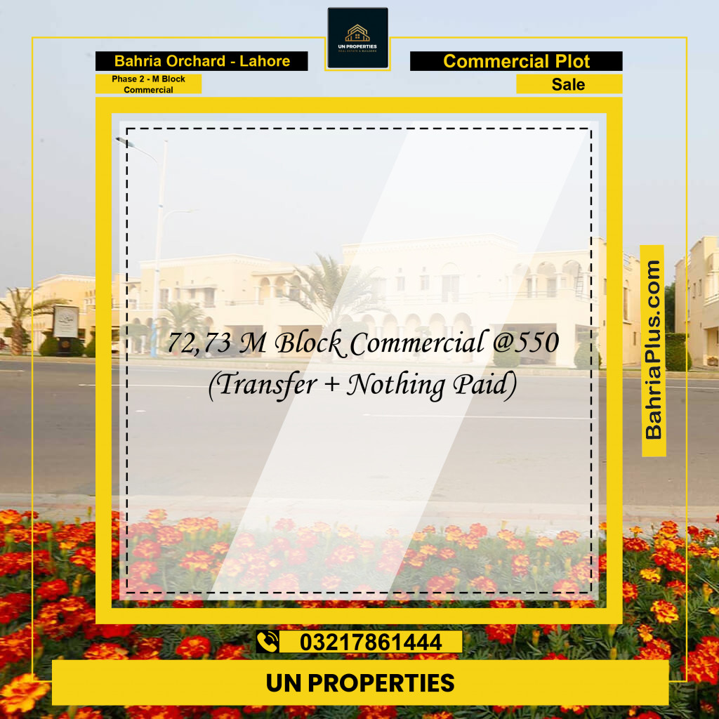 5 Marla Commercial Plot for Sale in Phase 2 - M Block Commercial -  Bahria Orchard, Lahore - (BP-300907)