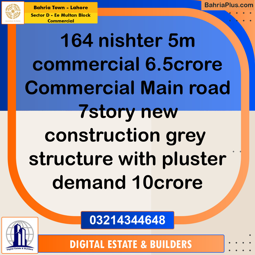5 Marla Commercial Plot for Sale in Sector D - EE Multan Block Commercial -  Bahria Town, Lahore - (BP-300940)