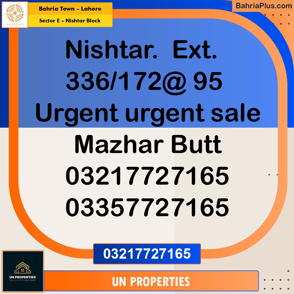 5 Marla Residential Plot for Sale in Sector E - Nishtar Block -  Bahria Town, Lahore - (BP-300971)
