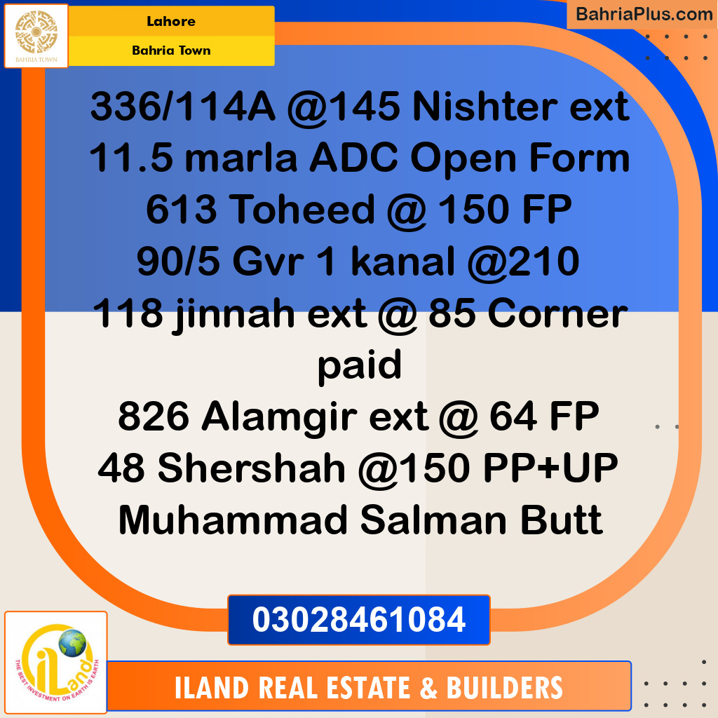 Residential Plot for Sale in Bahria Town, Lahore - (BP-301633)