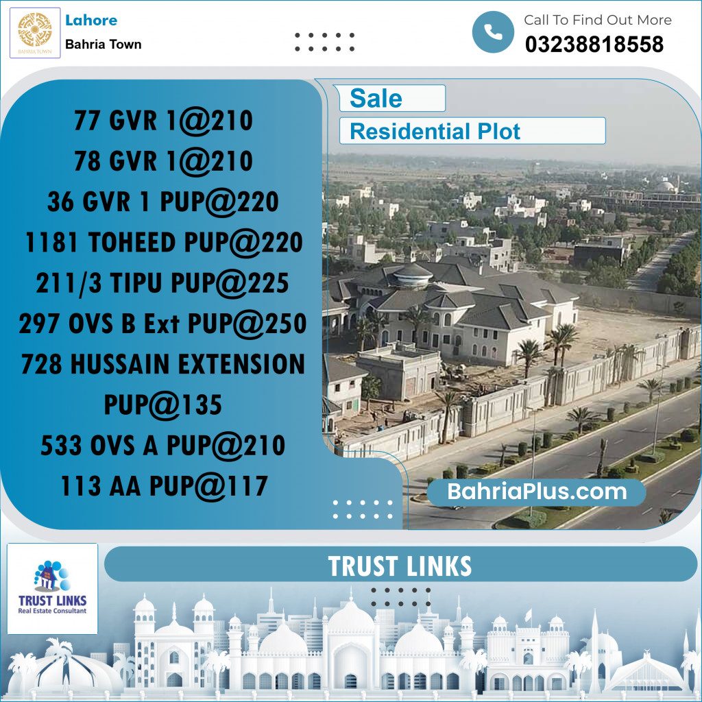 Residential Plot for Sale in Bahria Town, Lahore - (BP-301637)