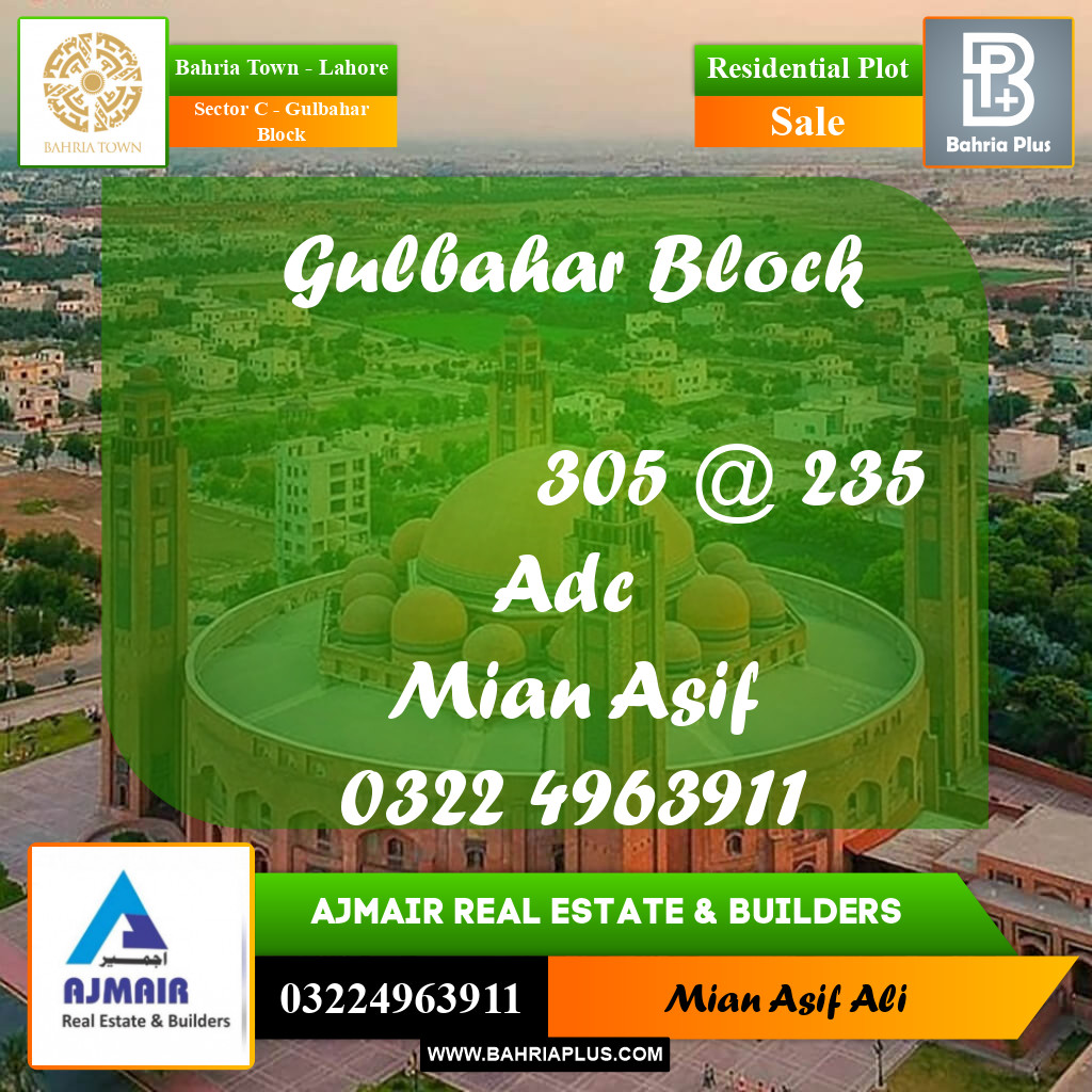 Residential Plot for Sale in Sector C - Gulbahar Block -  Bahria Town, Lahore - (BP-301656)