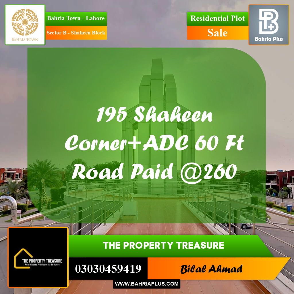 10 Marla Residential Plot for Sale in Sector B - Shaheen Block -  Bahria Town, Lahore - (BP-301695)