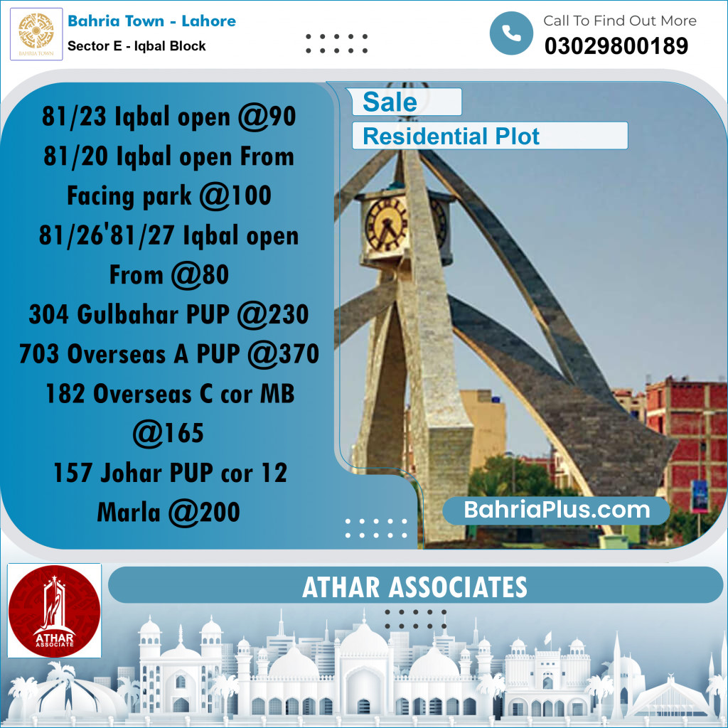 5 Marla Residential Plot for Sale in Sector E - Iqbal Block -  Bahria Town, Lahore - (BP-301704)