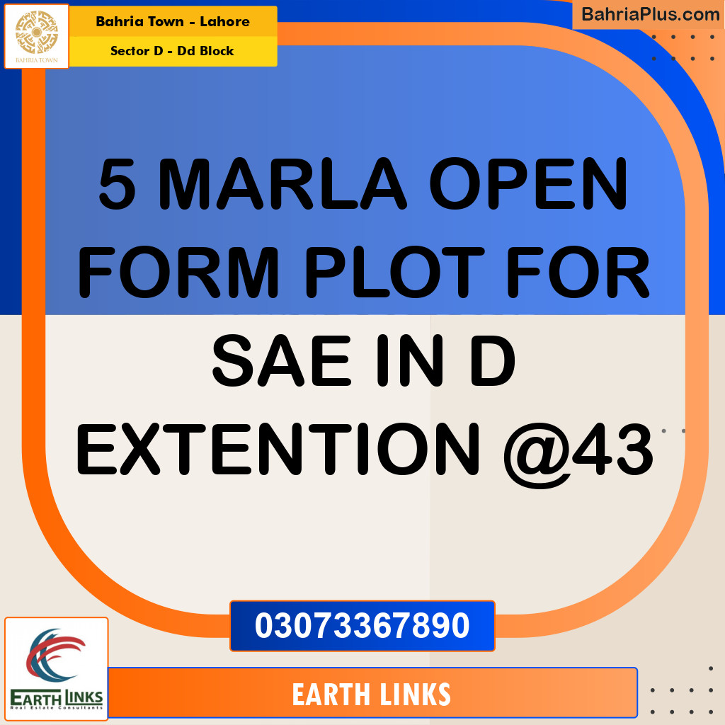 5 Marla Residential Plot for Sale in Sector D - DD Block -  Bahria Town, Lahore - (BP-301730)
