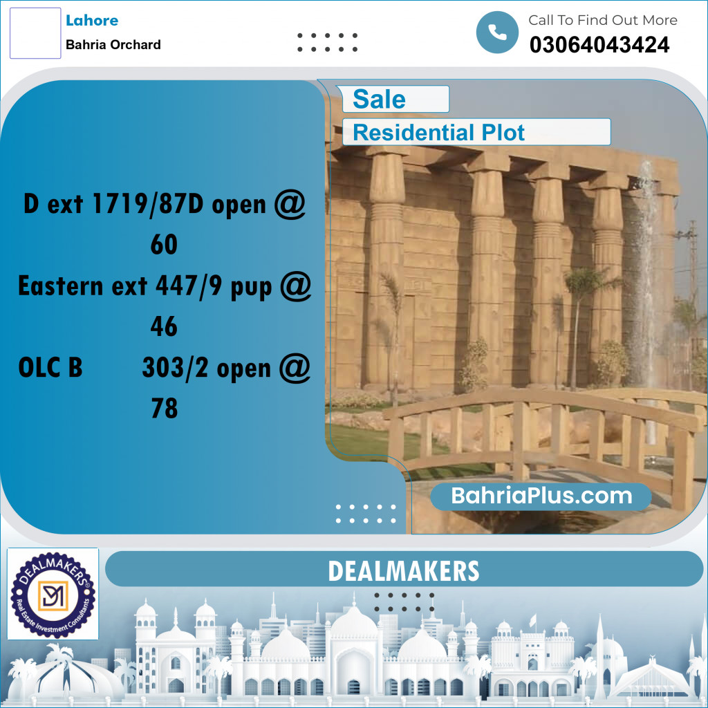 7 Marla Residential Plot for Sale in Bahria Orchard, Lahore - (BP-301770)