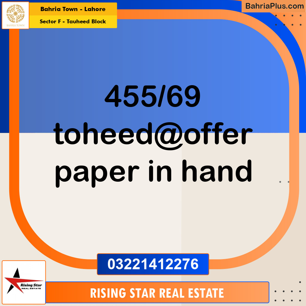 1 Kanal Residential Plot for Sale in Sector F - Tauheed Block -  Bahria Town, Lahore - (BP-301772)