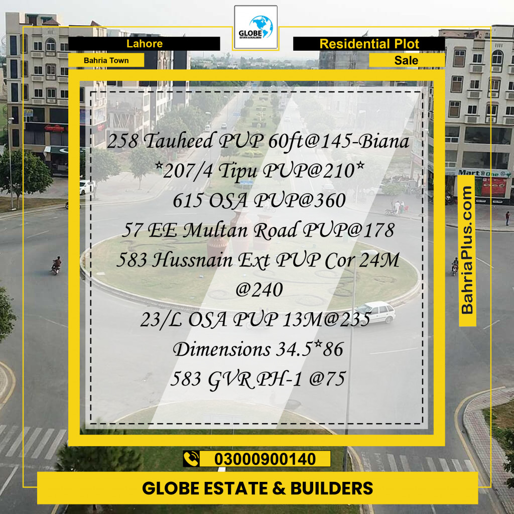 Residential Plot for Sale in Bahria Town, Lahore - (BP-301779)